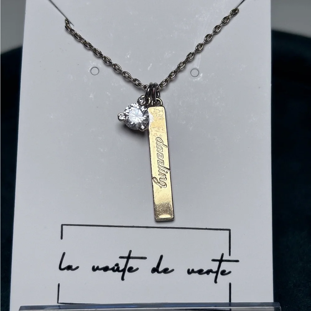 Kate Spade New York April Born to Be Dazzling Gold-Tone Bar Pendant Necklace - Picture 3 of 9